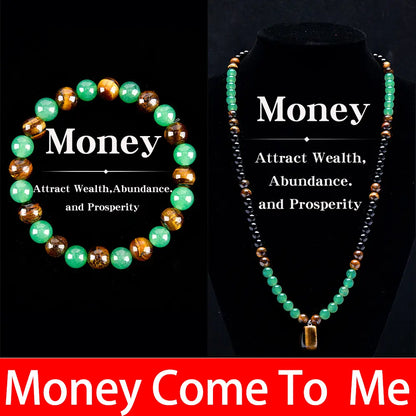 1pc Arpurraina Money Attraction Bracelet with Green Aventurine & Tiger Eye - blue friendship bracelet beaded jewelry protection bracelet encouragement gift fashion artificial bracelet of the day Colorblock Beaded Crystal Bracelet